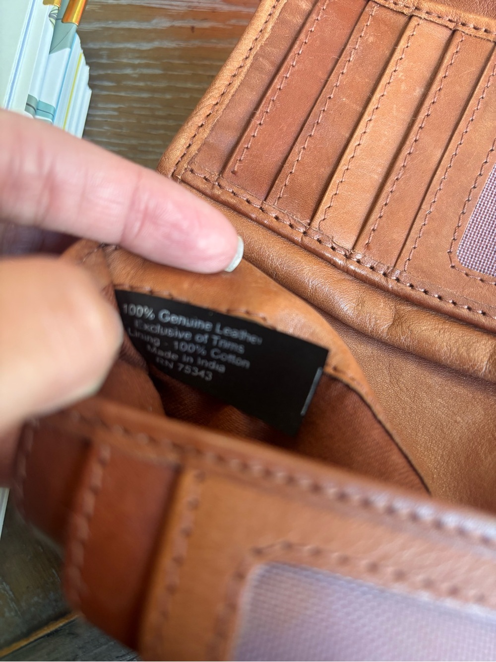 Woven Leather Clutch Wallet - Orange - Picture 7 of 7